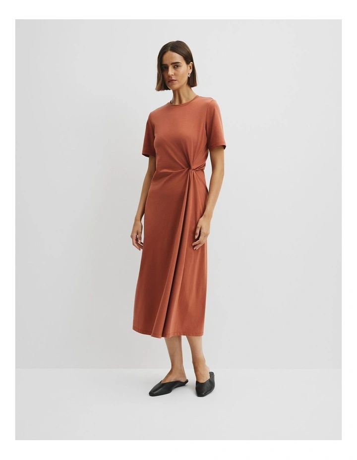Twist Jersey Dress in Redwood image 1