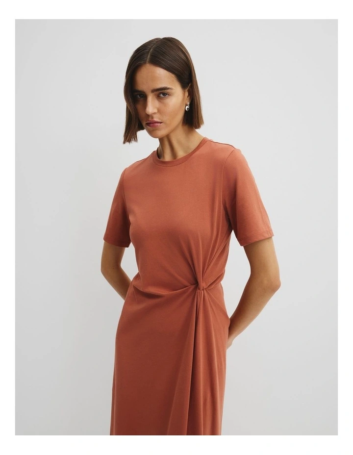 Twist Jersey Dress in Redwood image 2