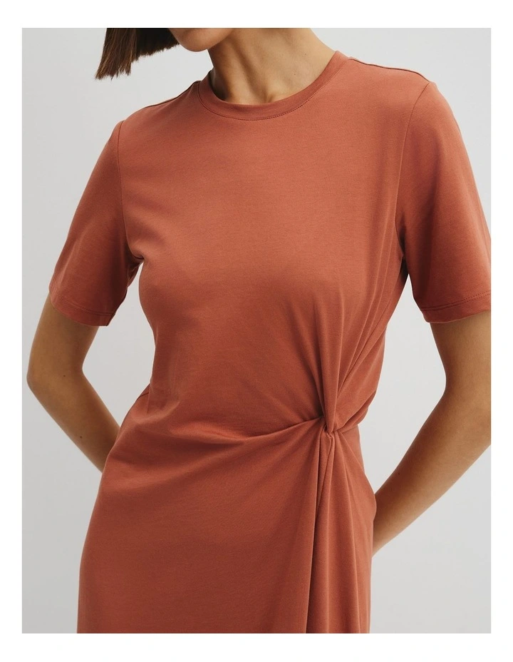 Twist Jersey Dress in Redwood image 3
