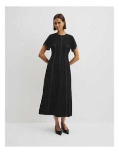 Crepe Midi Dress in Black