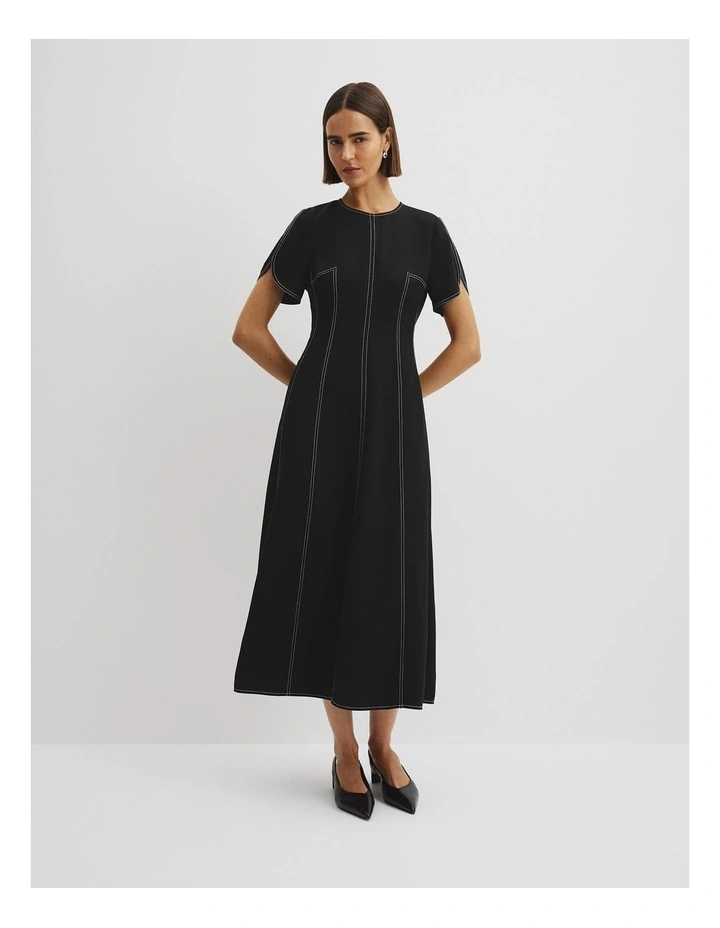 Crepe Midi Dress in Black image 1