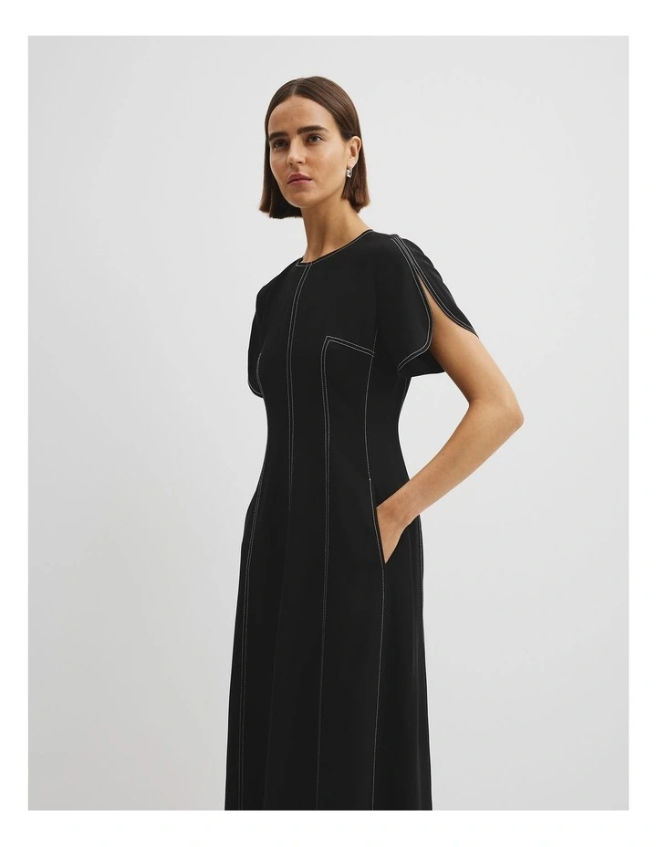 Crepe Midi Dress in Black image 2