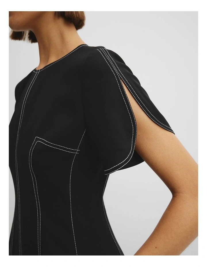 Crepe Midi Dress in Black image 3