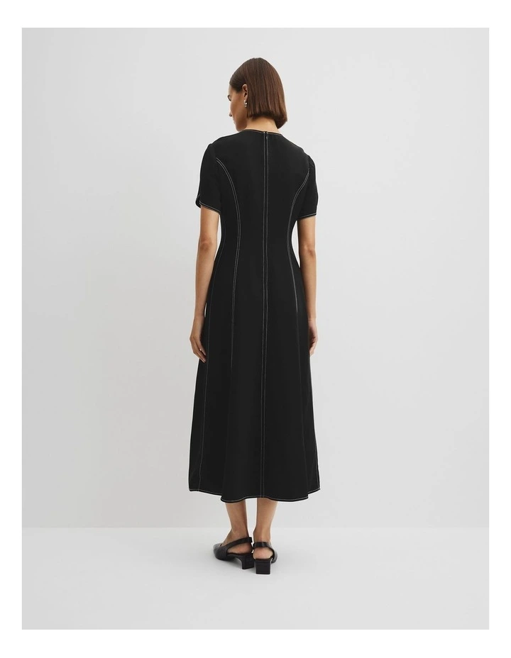 Crepe Midi Dress in Black image 4