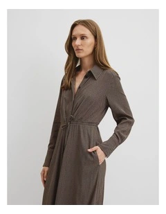 Print Shirt Dress in Herringbone