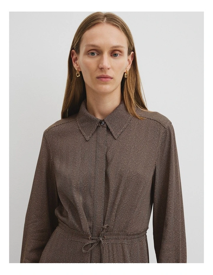 Print Shirt Dress in Herringbone image 3