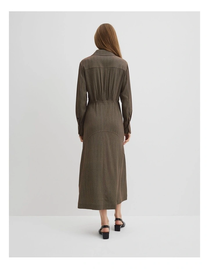 Print Shirt Dress in Herringbone image 5