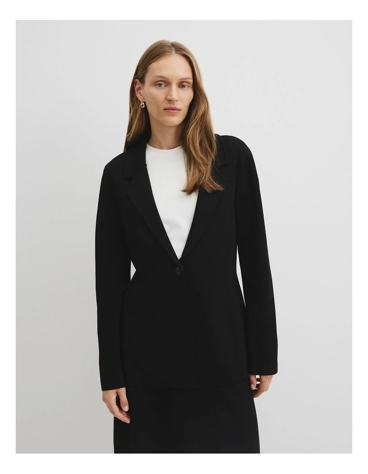 Compact Knit Blazer in Black image 1