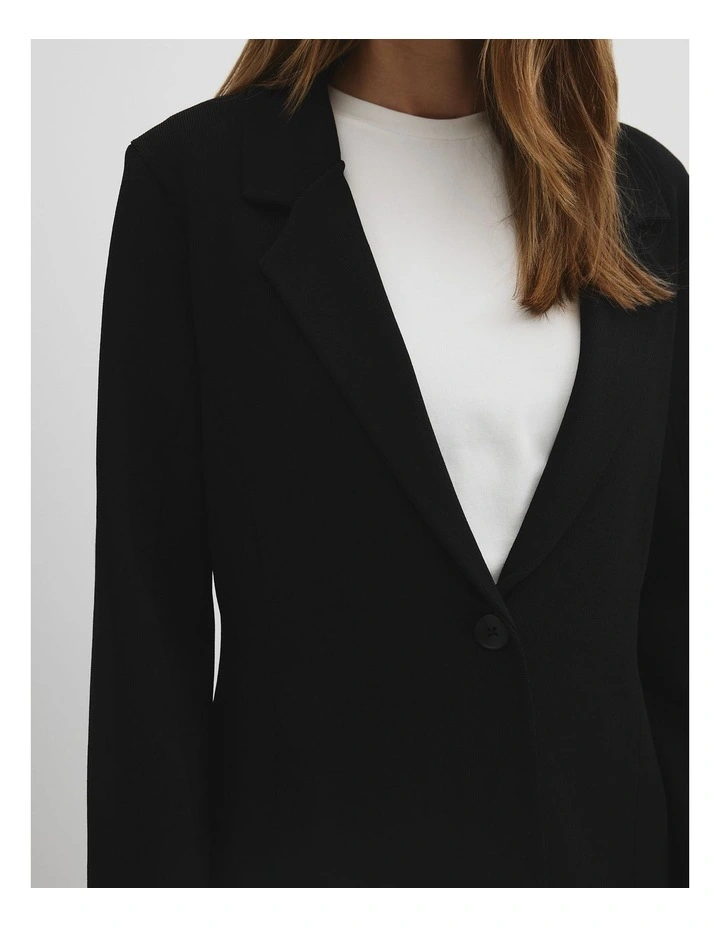 Compact Knit Blazer in Black image 2