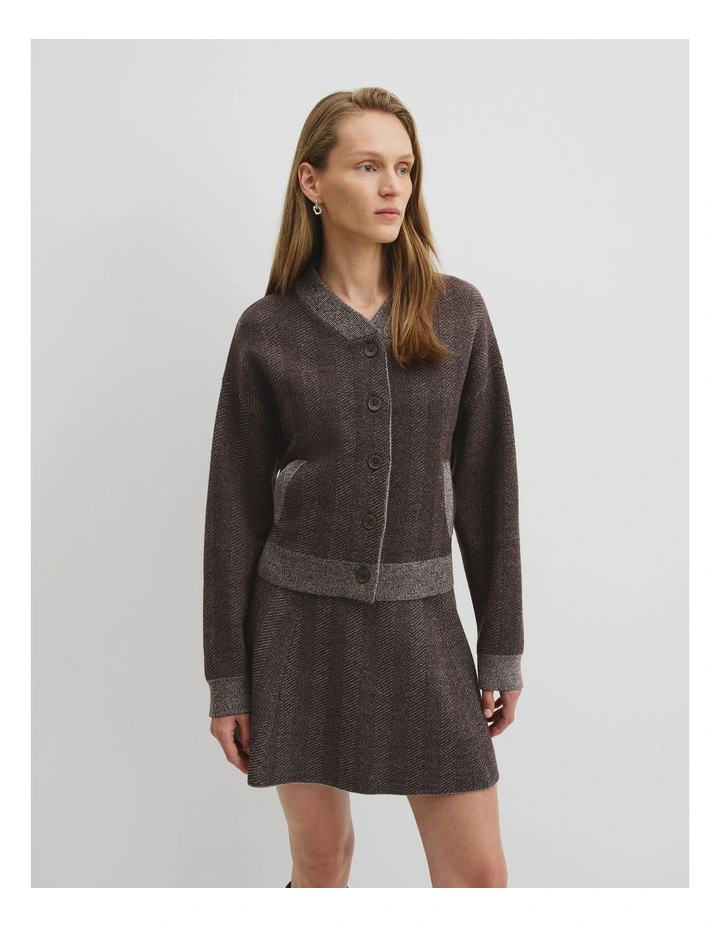 Herringbone Knit Jacket in Cocoa Bean Twist image 1