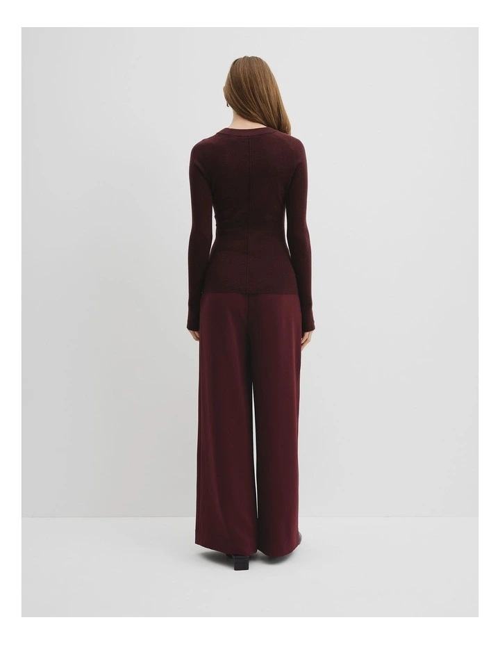 Australian Merino Wool Silk Long Sleeve Knit in Plum image 4