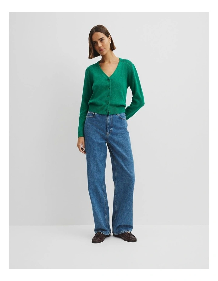 Organically Grown Cotton Linen Blend Knit Cardigan in Emerald image 2