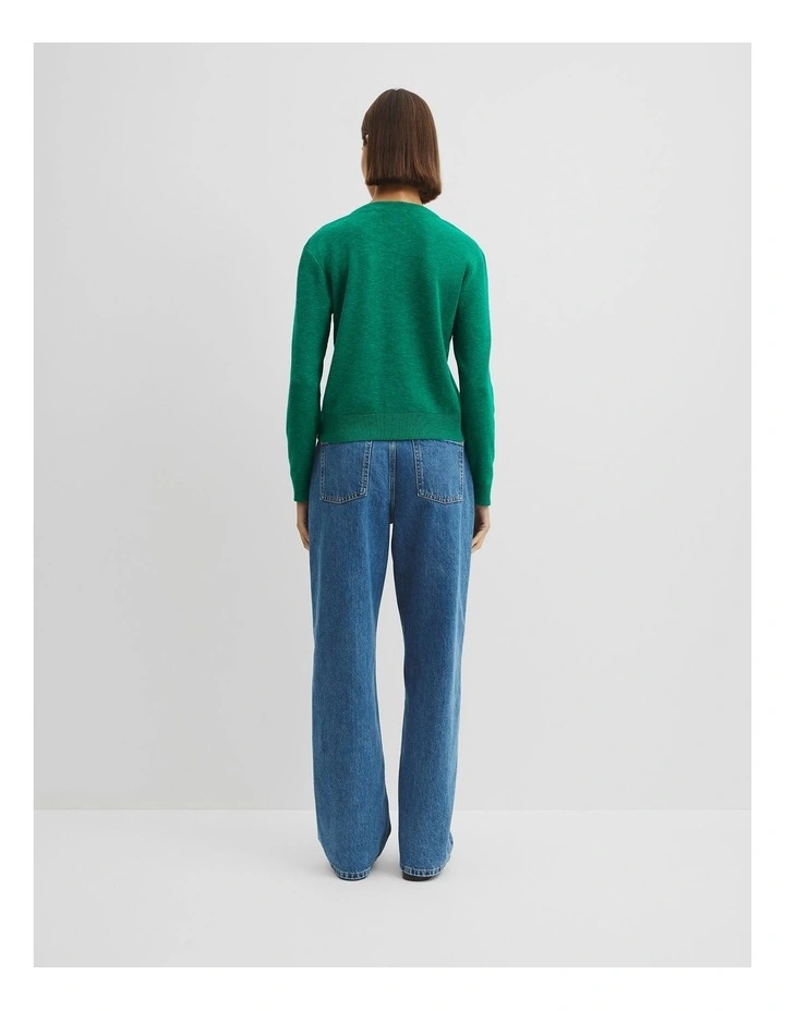 Organically Grown Cotton Linen Blend Knit Cardigan in Emerald image 4