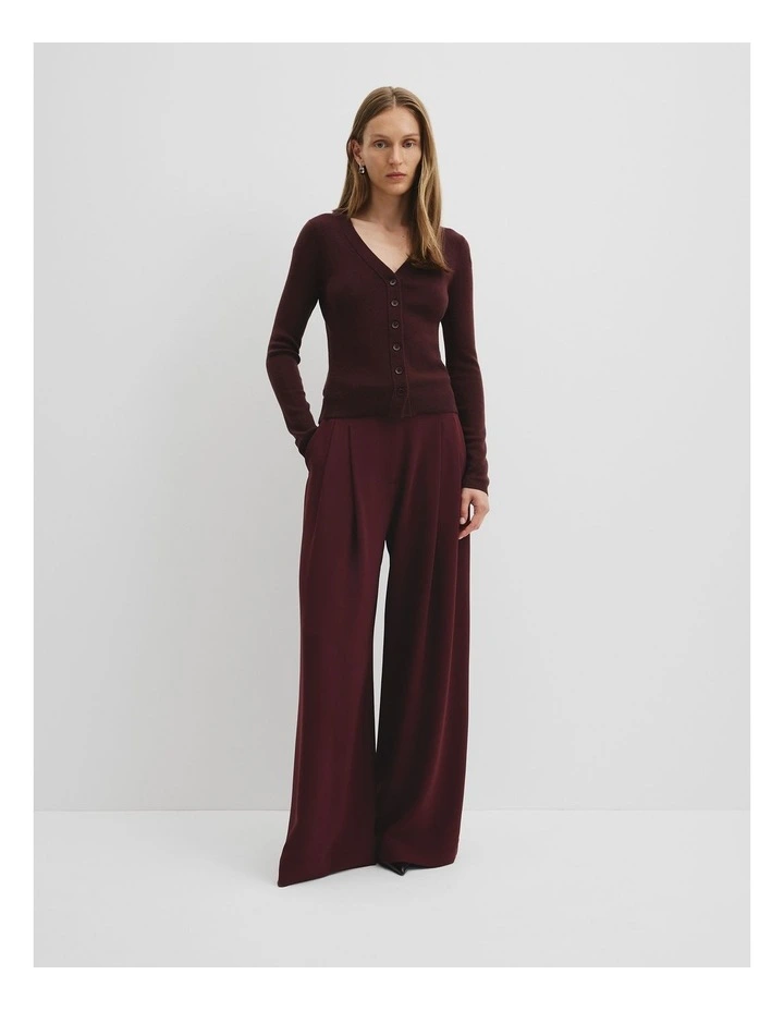 Wool Silk Cardigan in Plum image 1