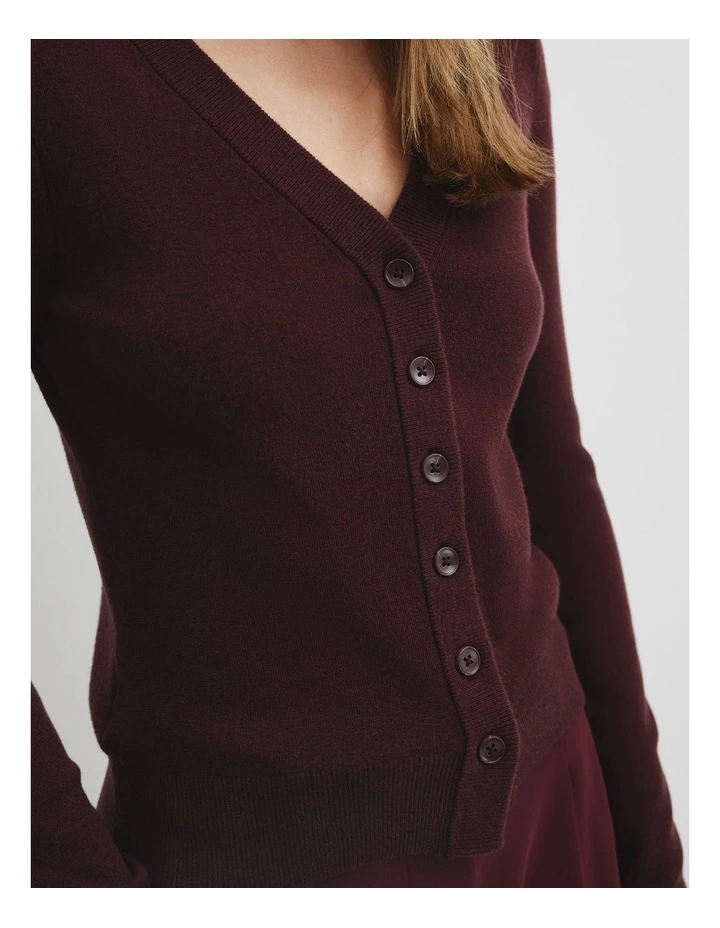 Wool Silk Cardigan in Plum image 3