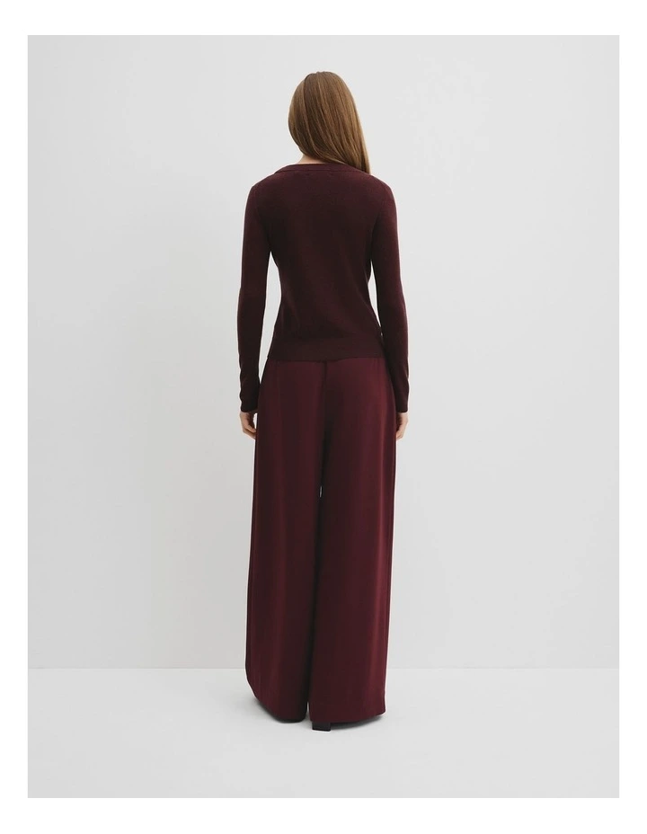 Wool Silk Cardigan in Plum image 4