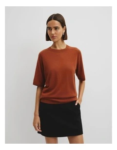 Organically Grown Cotton Blend Cashmere Blend T-shirt in Redwood