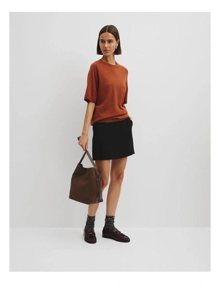 Organically Grown Cotton Blend Cashmere Blend T-shirt in Redwood image 2