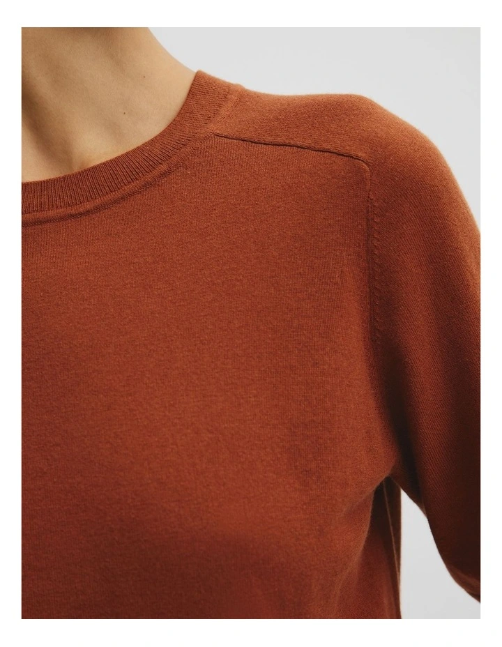 Organically Grown Cotton Blend Cashmere Blend T-shirt in Redwood image 3