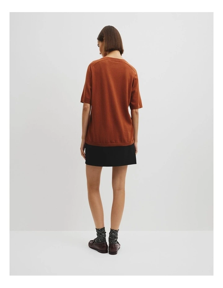 Organically Grown Cotton Blend Cashmere Blend T-shirt in Redwood image 4