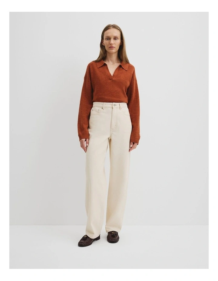 Cotton Linen Long Sleeve Knit in Redwood image 3