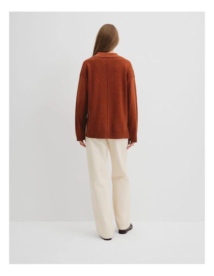 Cotton Linen Long Sleeve Knit in Redwood image 4
