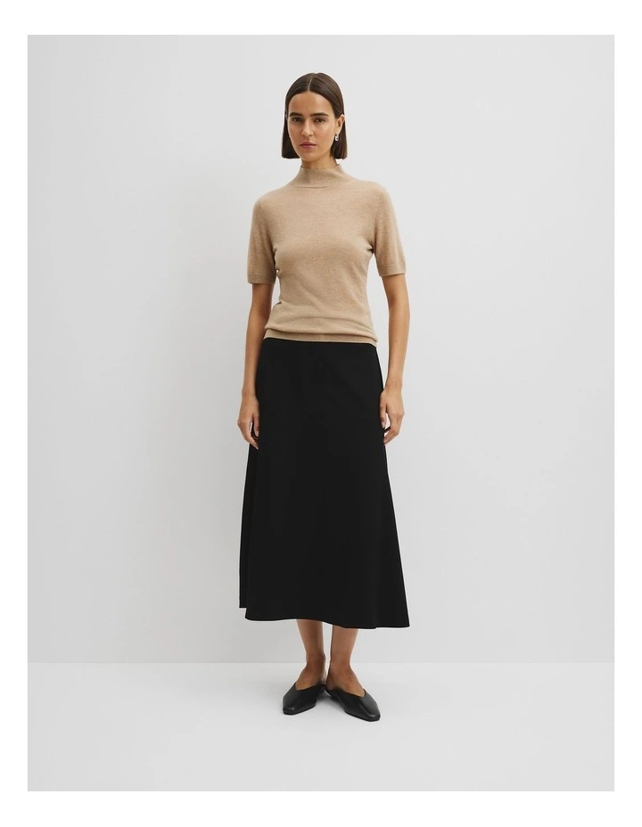 Short Sleeve Wool Silk Knit in Stone Taupe image 2