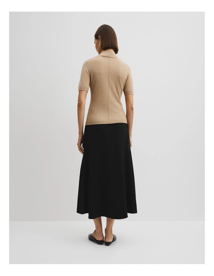 Short Sleeve Wool Silk Knit in Stone Taupe image 4
