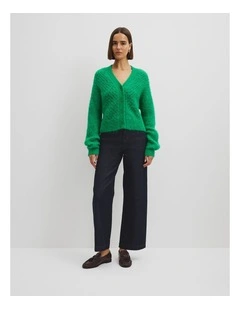 Fluffy Knit Cardigan in Jewel Green