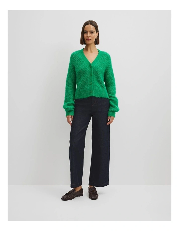 Fluffy Knit Cardigan in Jewel Green image 1