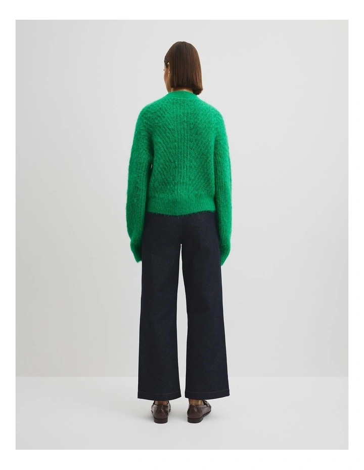 Fluffy Knit Cardigan in Jewel Green image 4