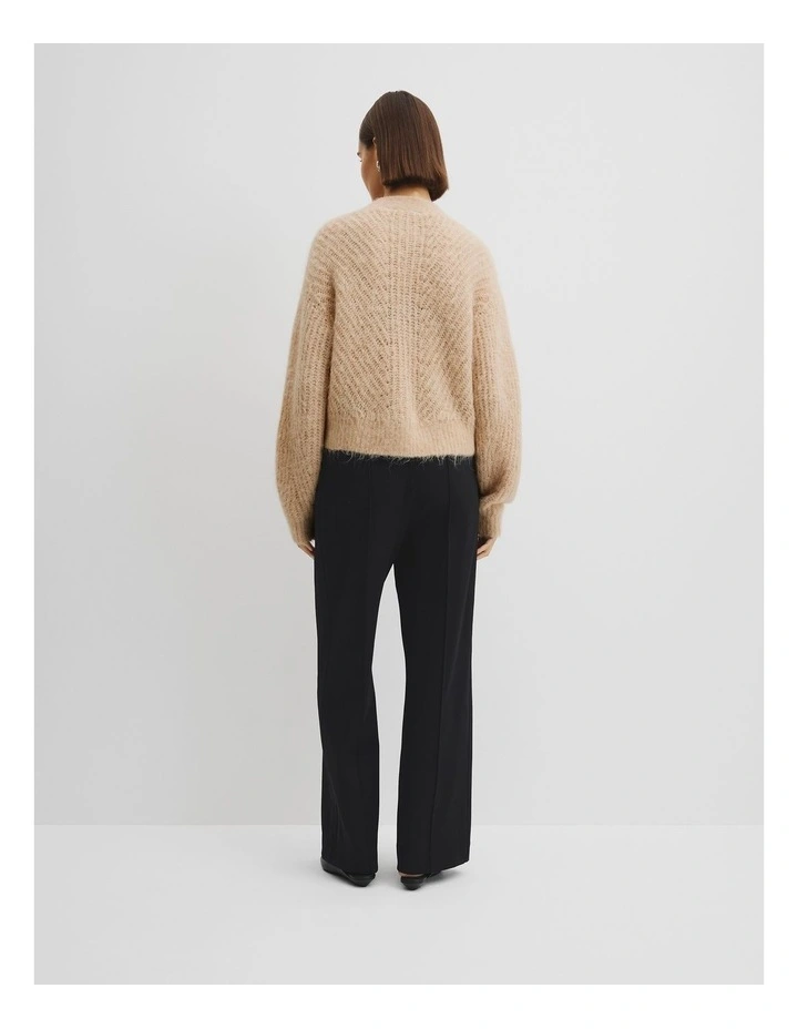 Fluffy Knit Cardigan in Camel Marle image 4