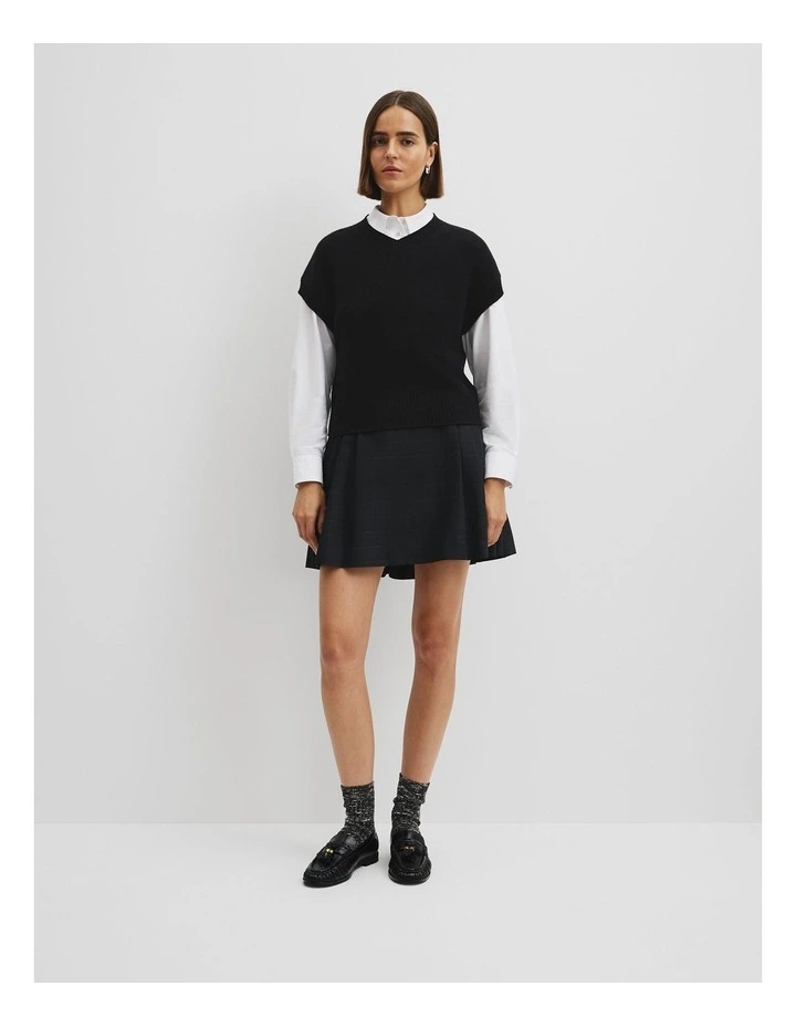 Short Sleeve Merino Wool Knit in Black image 2