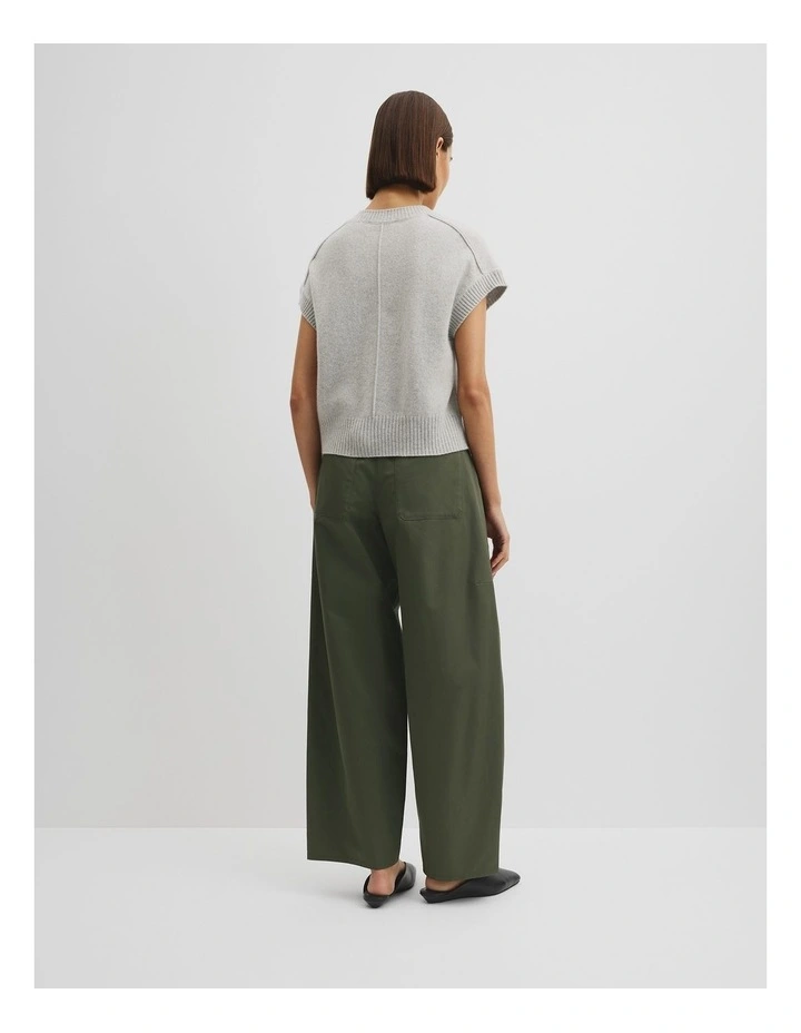 Short Sleeve Merino Wool Knit in Light Grey Marle image 4