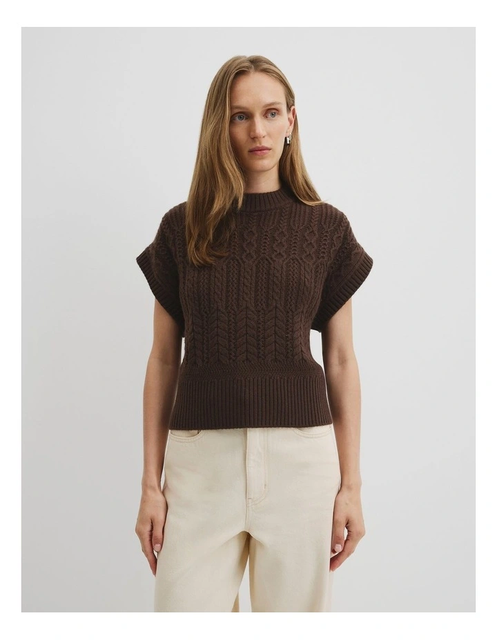 Cable Knit Tank in Cocoa Bean image 2