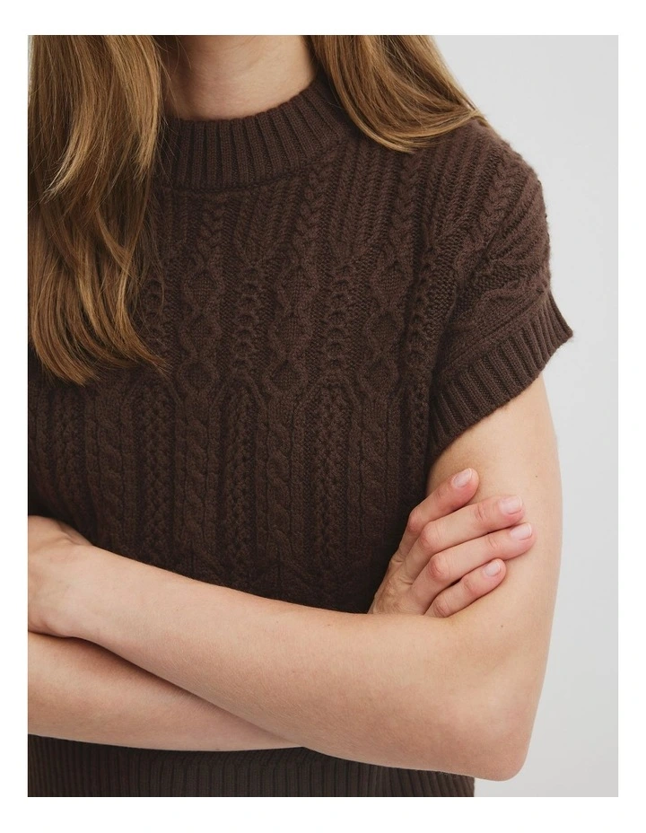 Cable Knit Tank in Cocoa Bean image 3