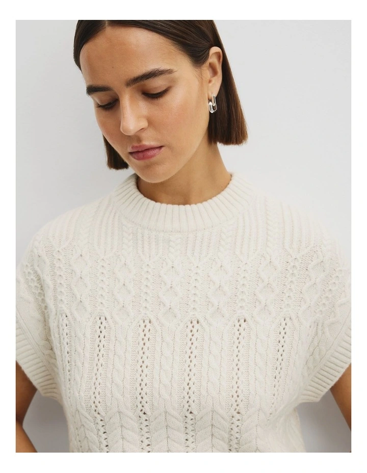 Cable Knit Tank in Snow Marle image 4