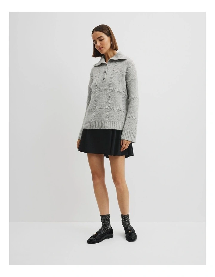 Long Sleeve Polo Knit in Grey Marle image 3