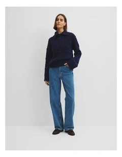 Long Sleeve Polo Knit in Twilight