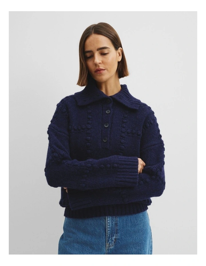 Long Sleeve Polo Knit in Twilight image 2