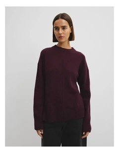 Merino Wool Crew Neck Knit in Mulberry