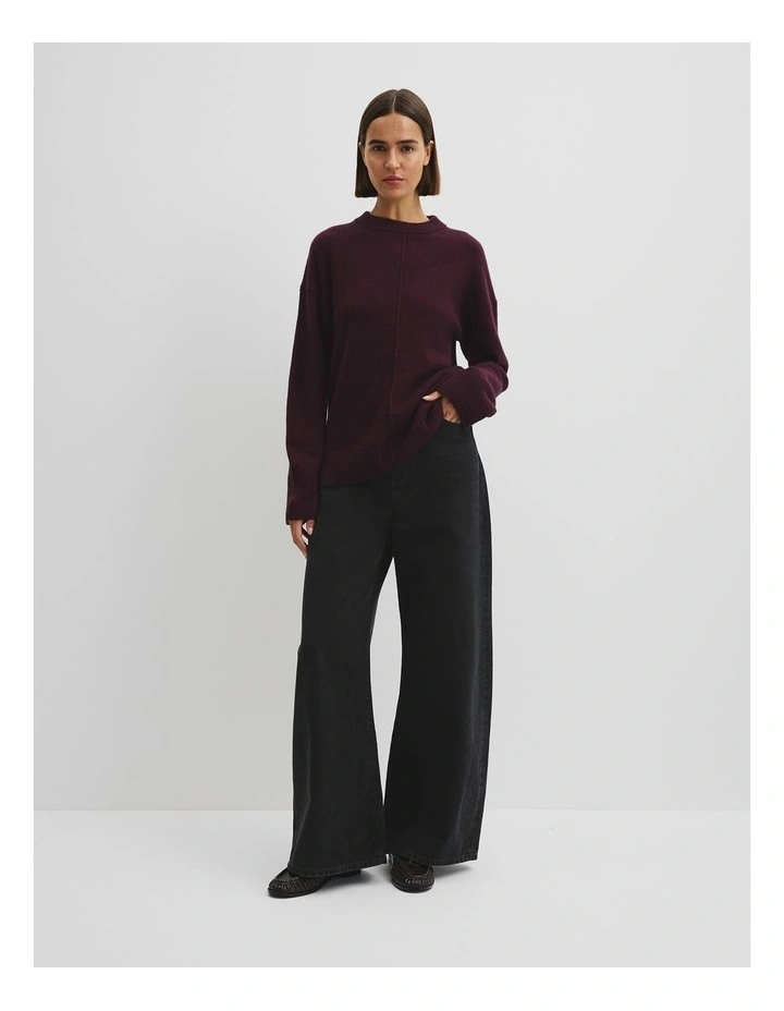 Merino Wool Crew Neck Knit in Mulberry image 2