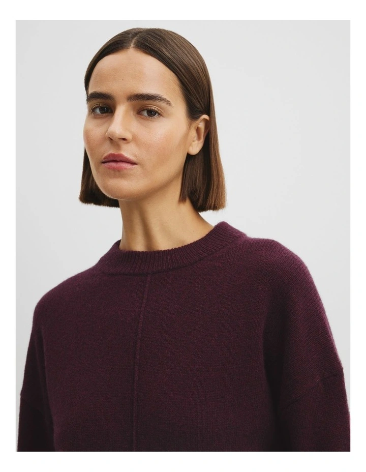 Merino Wool Crew Neck Knit in Mulberry image 3