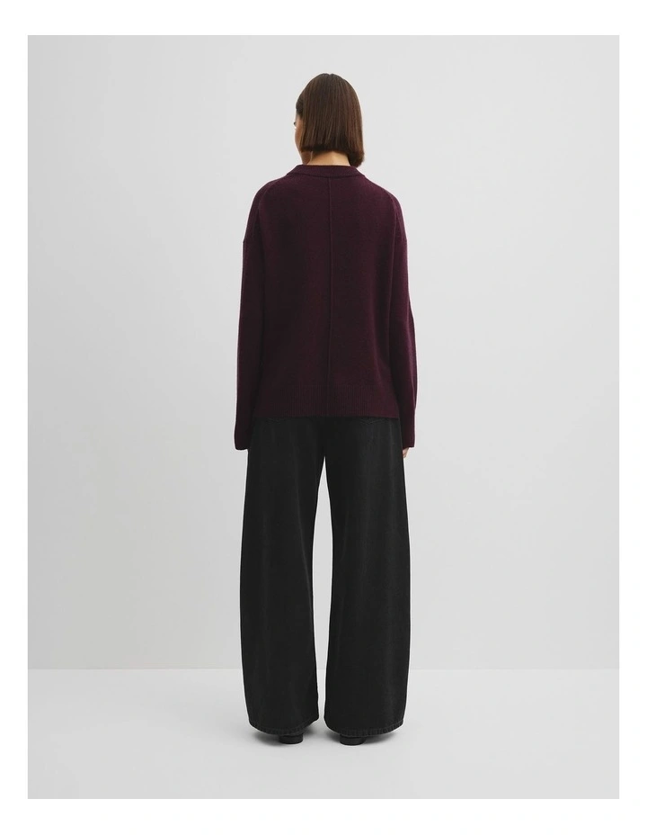 Merino Wool Crew Neck Knit in Mulberry image 4