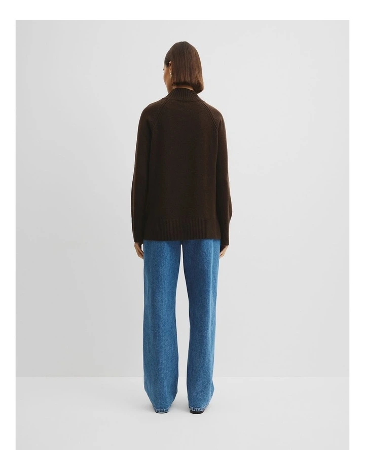 Merino Wool Funnel Neck Knit in Cocoa Bean image 4