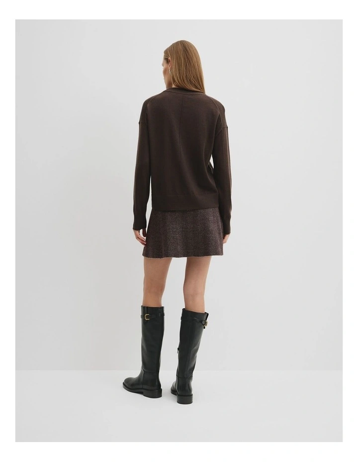 Lightweight Merino Wool Crew Neck Knit in Cocoa Bean image 4
