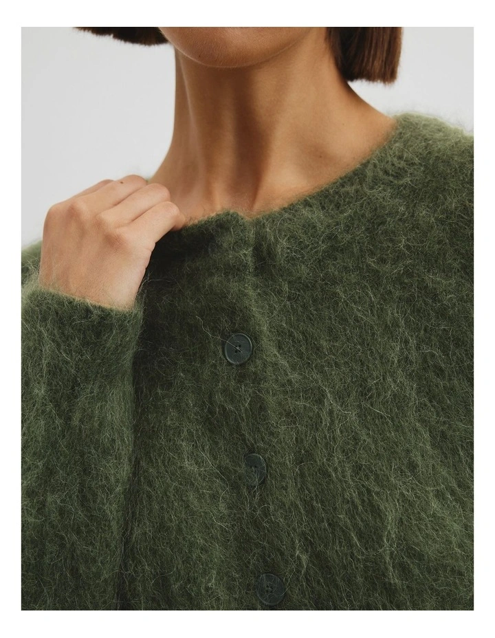 Long Sleeve Fluffy Cardigan in Moss Green image 4