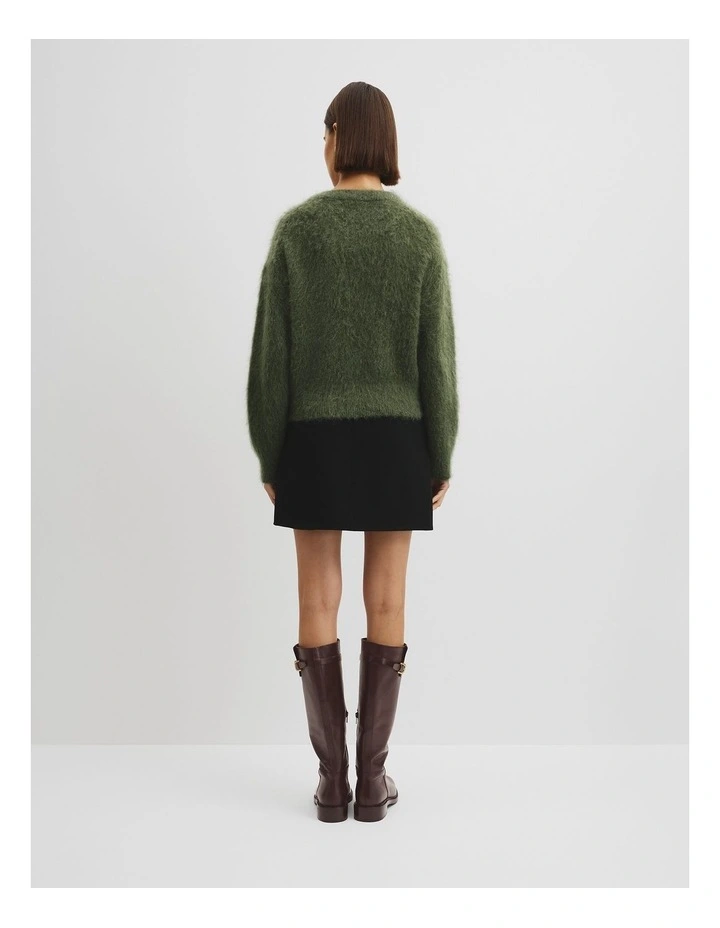 Long Sleeve Fluffy Cardigan in Moss Green image 5