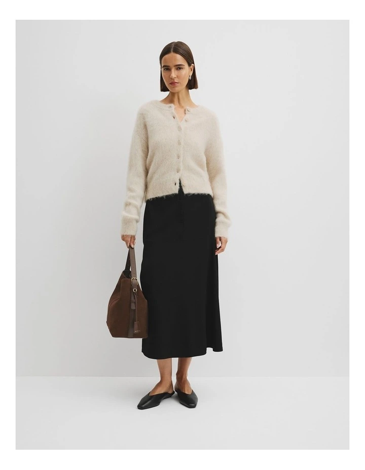 Long Sleeve Fluffy Cardigan in Snow Marle image 2