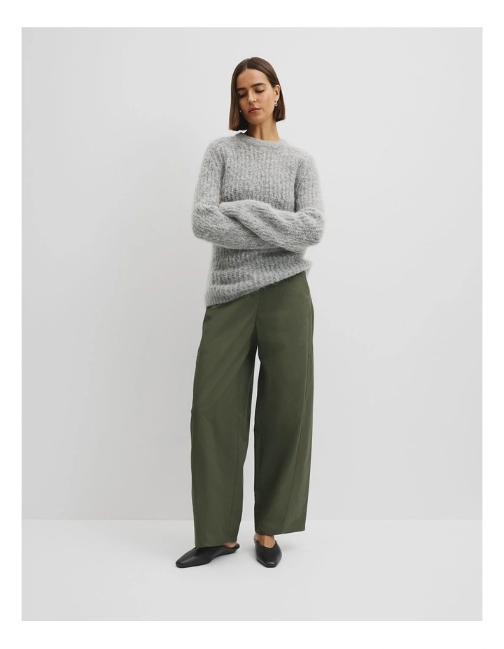 Fluffy Crew Neck Knit in Grey Marle image 1